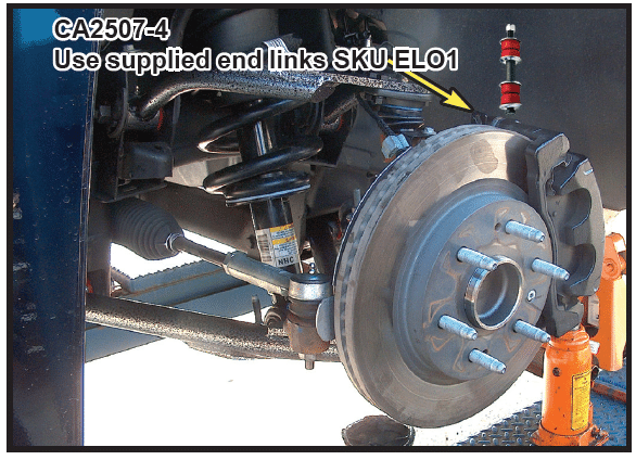 CA2507-4 installed — use supplied sway bar end links SKU ELO1