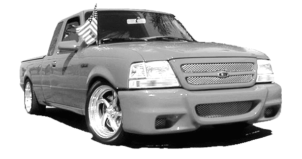 1998–2007 Ford Ranger lowered with DJM 4-inch front kit — front three-quarter view