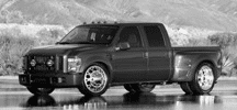 Lowered Ford truck with DJM Dream Beams installed
