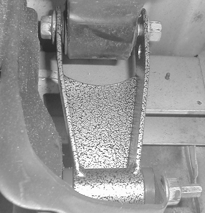DJM shackle installed on frame mount with bushings down — Fig #2