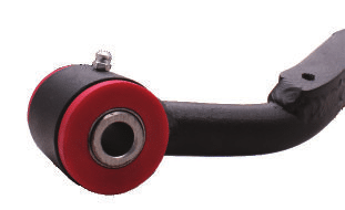Grease fitting installed in twin tube sleeve on DJM upper control arm