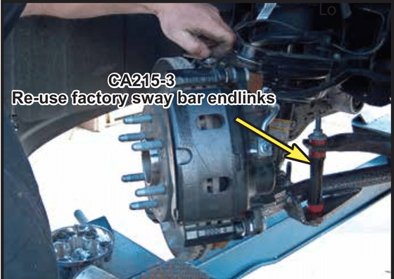 CA2515-3 lower control arm installed reusing the factory sway bar end link