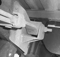 DJM spring hanger installed on the frame with the leaf spring attached