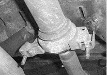 Factory carrier bearing bracket on the cross member before removal